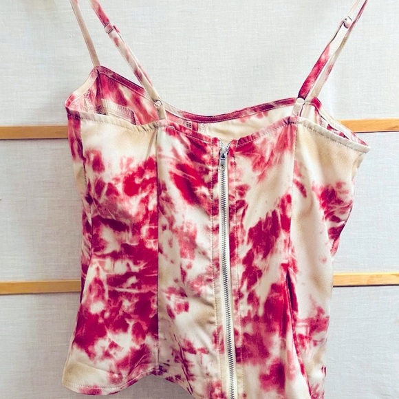 NWOT | Fuchsia Tie Dye Print Structured Corset Top - Picture 6 of 7